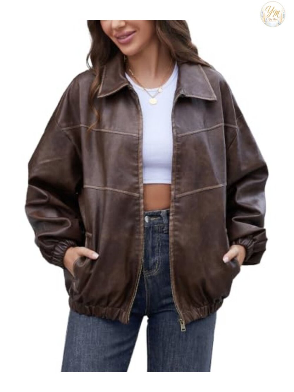 Oversized Y2K Faux Leather Jacket Women Vintage Motorcycle Coat Streetwear